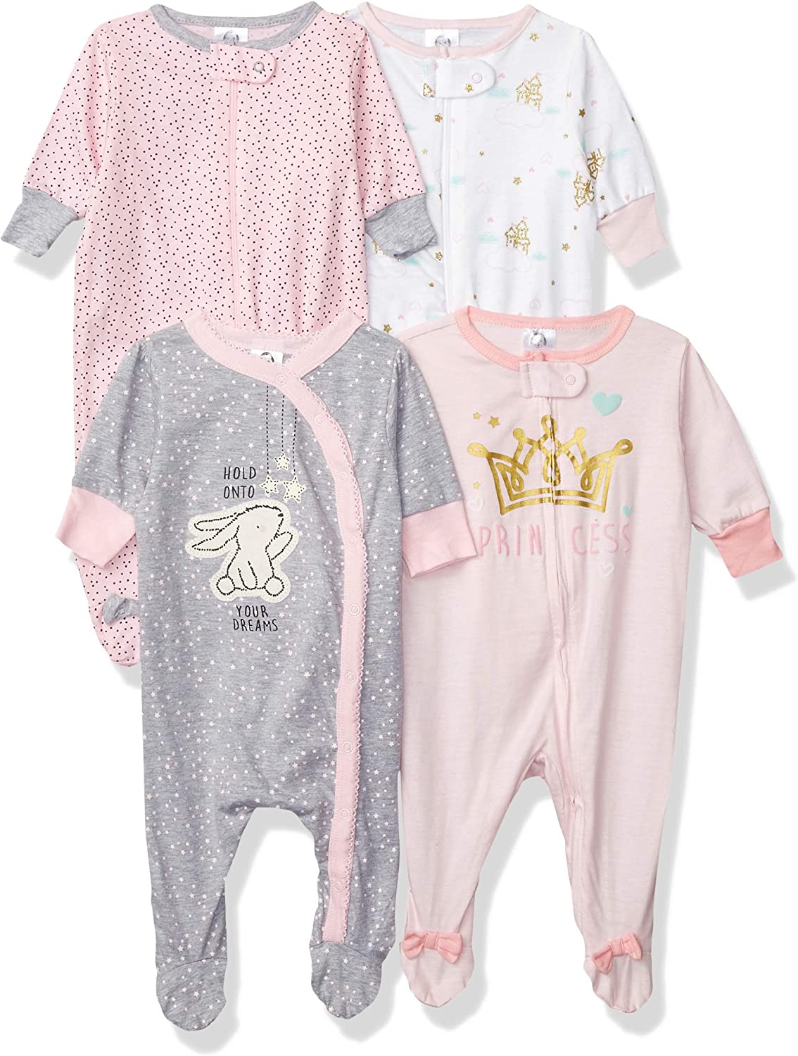 230816074308058_1 Gerber Baby Girls' 4 Pack Sleep 'N Play Footie - Image 1